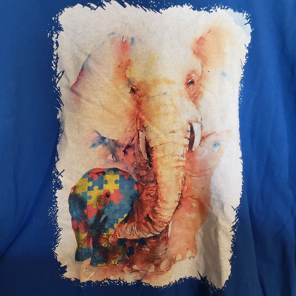 Elephant Watercolor 2000's Fruit of the Loom Tag Tee T-Shirt Size XL XLarge